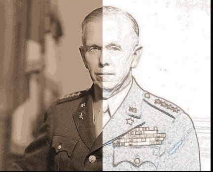 The Marshall Plan given modern focus Illustration from a photo taken of George C. Marshall about 1944.